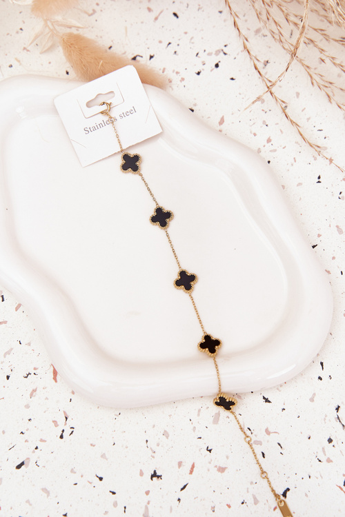 Bracelet with pendants stainless steel gold-black
