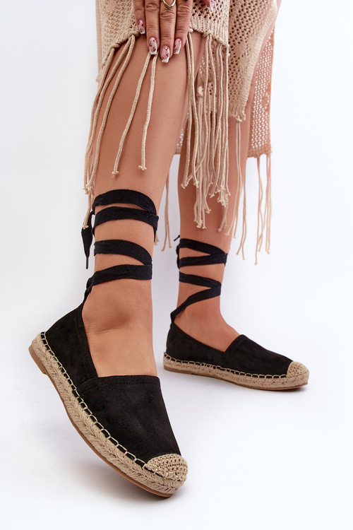 Tied Suede Espadrilles Black Ismanne