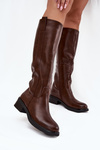 Women's Officer Boots With Low Heel Insulated Brown Averna