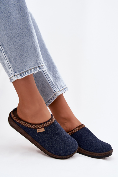 Women's slippers with embroidery Inblu NL000009 navy blue
