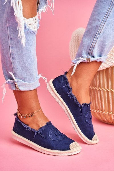Klasyczne Damskie Espadryle Granatowe Flaure