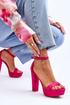 Comfortable Suede Sandals On A High Heel Fuchsia Essence