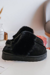 Children's Slippers With Fur Black Birasta
