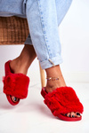 Rubber Slippers With Eco Fur Red Sensitive