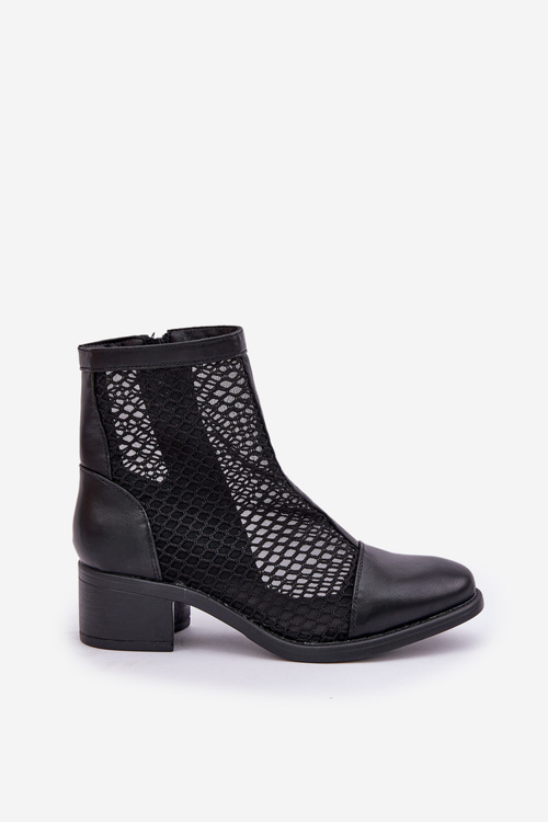 Black Ladies Mesh Ankle Boots Lithyia