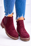 Maroon Women's Flat Heel Gravis Stiletto Boots
