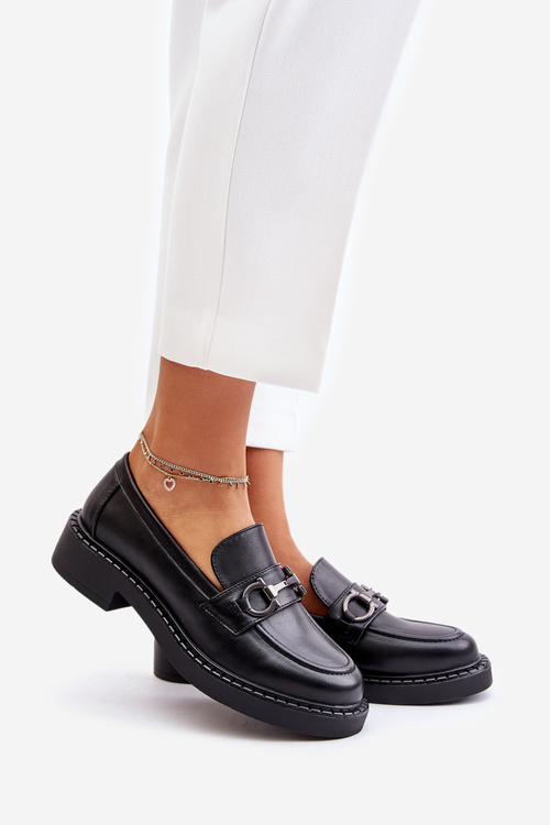 Women's Leather Loafers Black Beanika