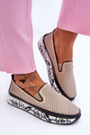 Women's Openwork Leather Sneakers Slip-On Beige Sorito