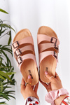 Leather Profiled Slippers Big Star HH274586 Pink-Copper
