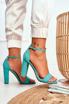 Women's Stiletto Sandals Suede Green Anastasie