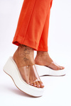 Women's Transparent Wedge Slippers White Eliane