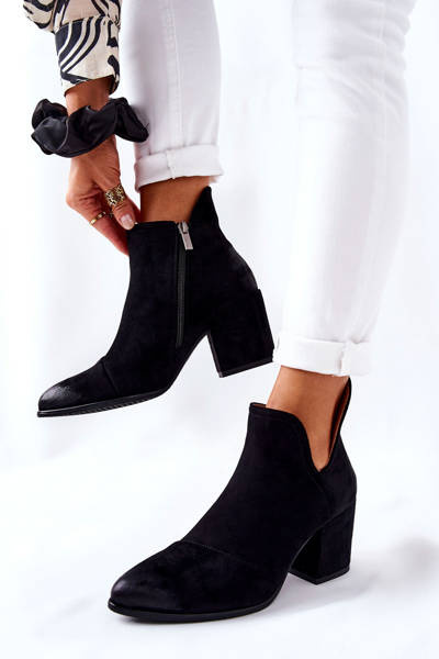 Classic Heeled Boots Zipped Black Veriane