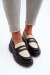 Mokasyny Płaski Obcas Platforma Czarne Kaldira 5731