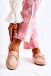 Women's Leather Loafers With A Bow Nude Aurila