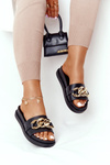 Slippers On The Platform With A Chain Black Vacation