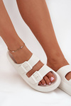 Ladies Foam Slides With Buckles Vinceza 76056 White