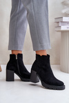 Eco Suede Ankle Boots On Heel Black Cediona