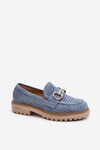 Women's Blue Cutout Moccasins With Embellishment Talesse
