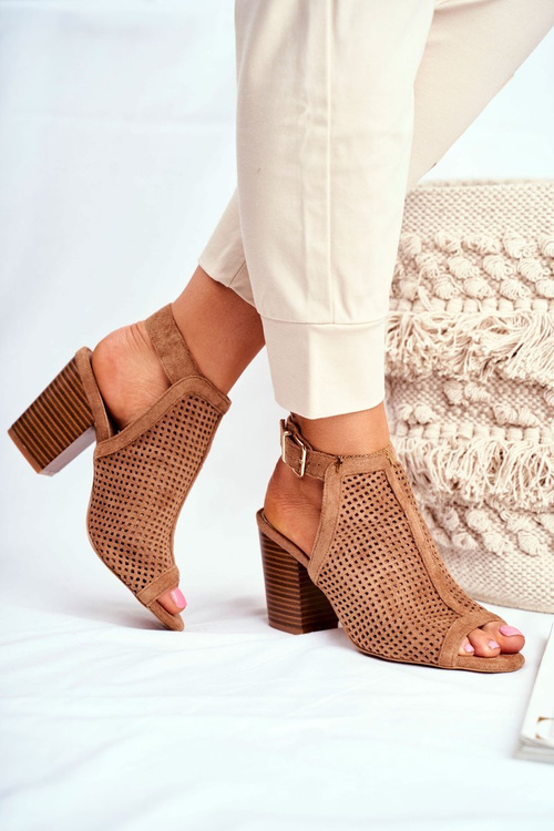 Women’s Boots Peep Toe Suede Spring Camel Paradise