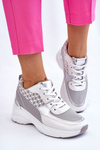 Women's Sport Shoes On The Platform White And Gray Ferrina