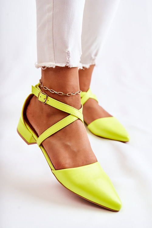 Czółenka Skórzane Niski Obcas Żółte Giovanna