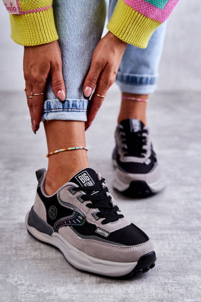 Sneakersy Sportowe Damskie Czarno-Szare Big Star KK274100
