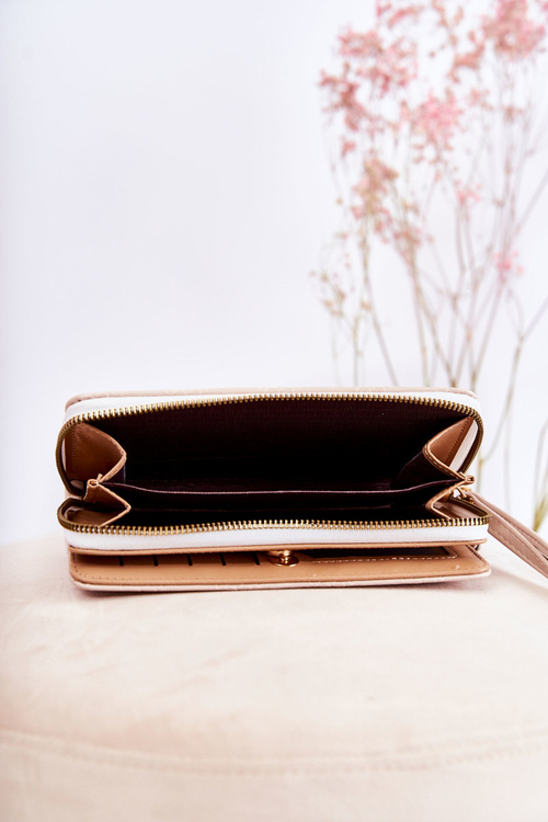 Women's Large Wallet With Ornament Beige Fabio