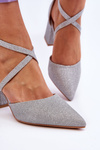 Fashionable Glitter Pumps On Heel Silver Galaxy