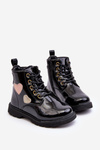 Children's black patent boots with embellishments Adete