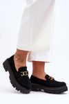 Women's Suede Moccasins on Platform Black Larey