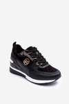 Women's Lace-up Sport Shoes on Wedge Heel Black Genova
