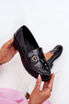 Lacquered Women's Moccasins With Heart Black S.Barski HY51-379