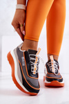 Sportowe Buty Sneakersy Big Star Szaro-Pomarańczowe JJ274996