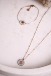 Necklace with Clover and Cubic Zirconia Rose Gold Luck