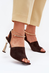 Suede stilettos with decorative bracelet CheBello 4440 chocolate