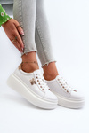 White Women's Leather Platform Sneakers Pernalia