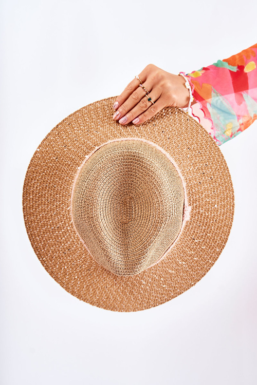 Straw Hat With Sequins Beige Iluna