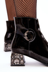 Women's Lacquered Boots On Embellished Heel D&A MR870-93 Black