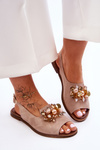 Suede Flat Sandals Nicole 2805/042 Beige