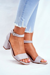 Suede Sandals On A Block Heel Vinceza 20-17058 Grey