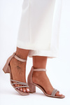 Shiny Heeled Sandals Beige Enenor