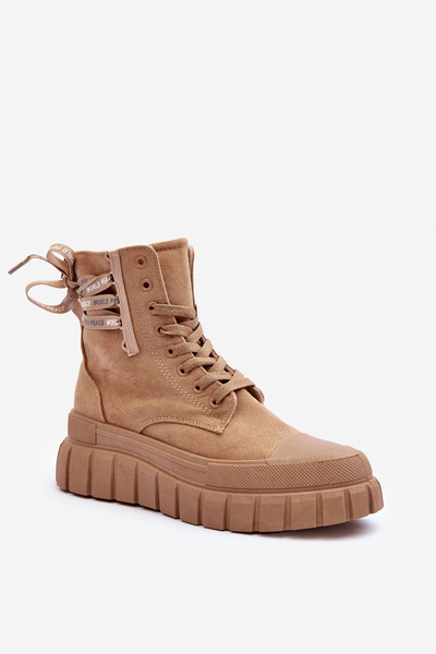 Women's Suede Boots on a Platform Beige Raftera