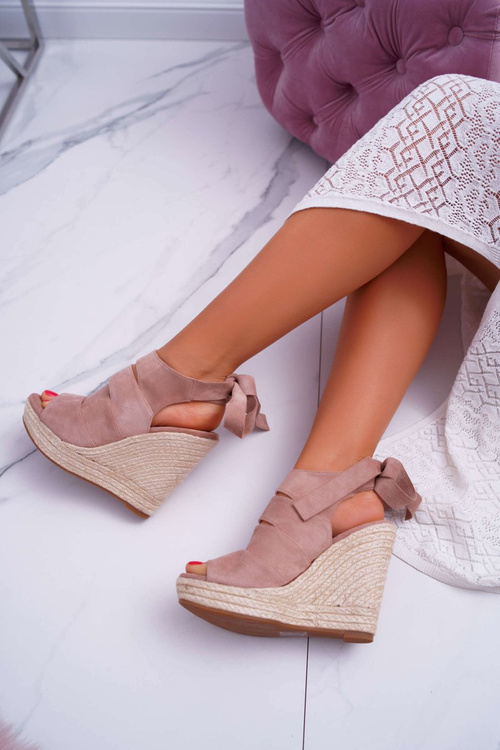 Women's Sandals On Stiletto Heels Linen Tied Beige Cantare
