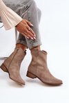 Suede Cowboy Boots with Low Heel Zazoo 3329 Cappucino