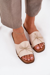 Flat Sandals With Decorative Bow Beige Deonelis