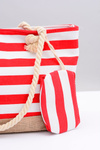Women's Red Large Navy Beach Handbag