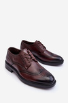 Półbuty Męskie Eleganckie Skóra Brązowe Gustavo 9Y259-1