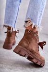 Suede Warm Boots With Pearls Brown Roco 