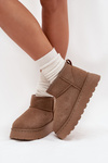 Women's Snow Boots On Platform Insulated With Fur Khaki Vesirae
