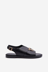 Flat Women's Sandals with Gold Ornament Vinceza 17319 Black